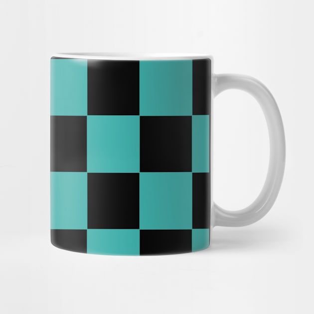 Pearl Aqua and Black Chessboard Pattern by californiapattern 